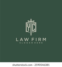 YC initial monogram for law firm with sword and shield logo image