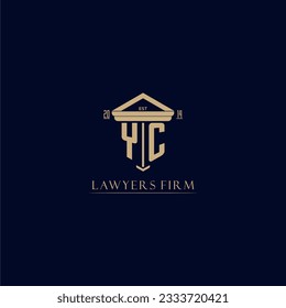YC initial monogram lawfirm logo with pillar design