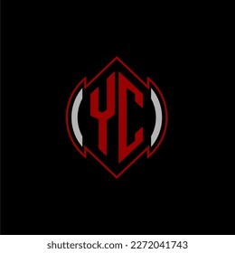 YC initial monogram logo for gaming with Gemoteric line shape style design on isolated background