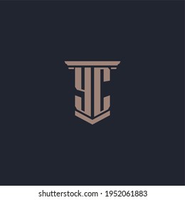 YC initial monogram logo with pillar style design