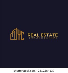 YC initial monogram logo for real estate with building style