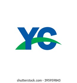YC initial overlapping swoosh letter logo blue green