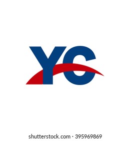 YC initial overlapping swoosh letter logo blue red