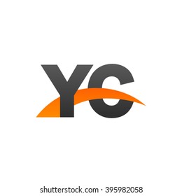 YC initial overlapping swoosh letter logo black orange