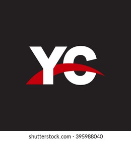 YC initial overlapping swoosh letter logo white red black background
