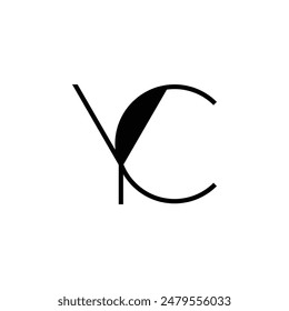 YC initials logo design thin line outline
