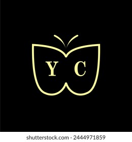 YC Initials Ilustración vectorial de logotipo de mariposa de lujo