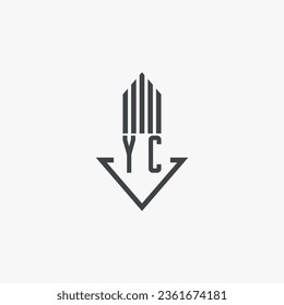Ilustración del material del logotipo inmobiliario de YC. vector de logotipo