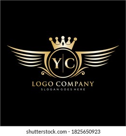 YC Letter Initial mit Royal Wing Logo Template.