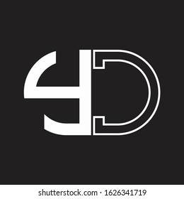 YC Letter logo monogram with oval shape negative space design template