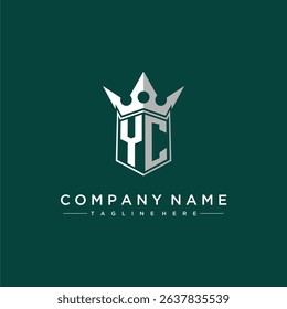 YC letter monogram initial logo for shield and crown design