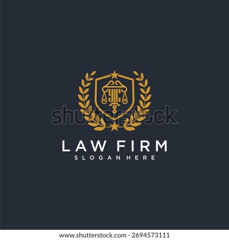 YC letter monogram logo for lawfirm with pillar and leaf image design