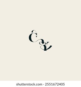 YC letter wedding monogram elegant fancy curve logo bold and hairline initial