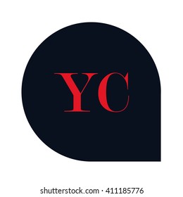  YC Letters red , Abstract black background logo, Design identity in shape, Alphabet letter