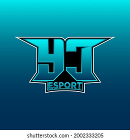 YC Logo ESport Gaming Initial with Blue Light Color design vector template