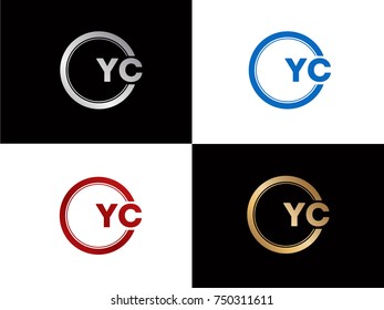 YC Logo. Letter Design Vector with Red and Black Gold Silver Colors
