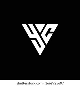 YC Logo letter monogram with triangle shape design template isolated on black background