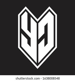 YC Logo monogram with emblem line style isolated on black background