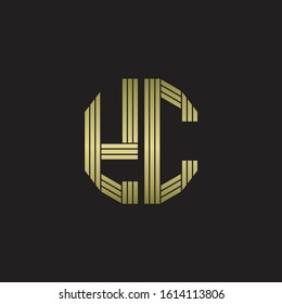 YC Logo monogram outline style linked isolated with gold colors