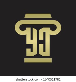 YC Logo monogram with pillar style design template with gold colors