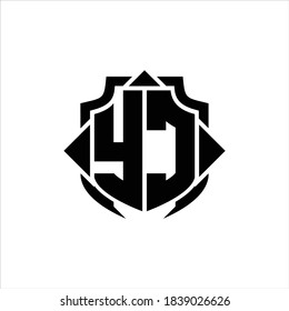 YC Logo monogram with shield line and 3 arrows shape design template on white background