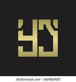 YC Logo with squere shape design template with gold colors