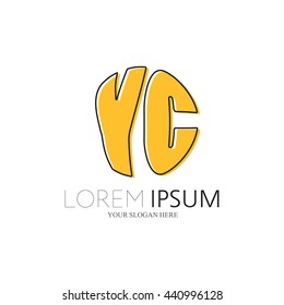YC Logo. Vector Graphic Sphere Branding Letter Element. White Background