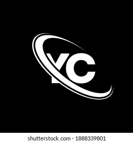 YC logo. Y C design. White YC letter. YC Y C letter logo design. Initial letter YC linked circle uppercase monogram logo.