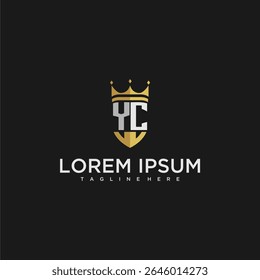 YC Luxusbrief Monogramm für Krone und Schild Logo Design