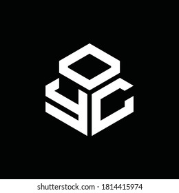 YC monogram logo with 3 cube style design template isolated on black background