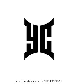 YC monogram logo with curved side design template