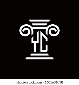YC monogram logo with pillar style design template