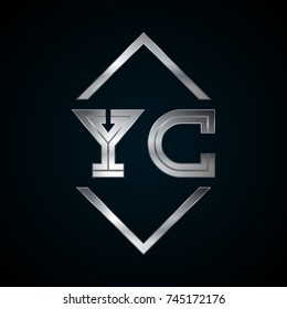 YC Monogram, Metal Logo, Silver Logo