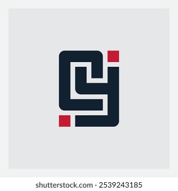 YC - Vector design element or icon. Monogram or logotype. Y and C - initials or logo with red elements.
