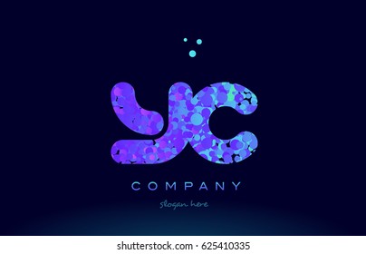 yc y c alphabet pink blue bubble circle dots creative letter company logo vector icon design template