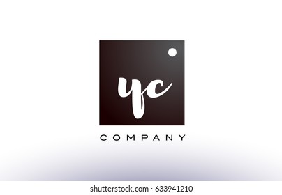 YC Y C black white handwritten handwriting alphabet company letter logo square design template dot dots creative abstract