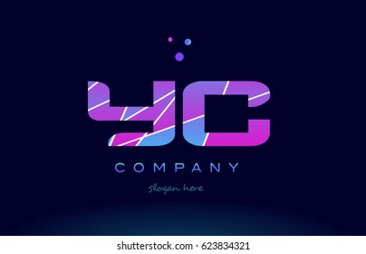 yc y c  creative color blue background pink purple magenta alphabet letter company logo vector icon