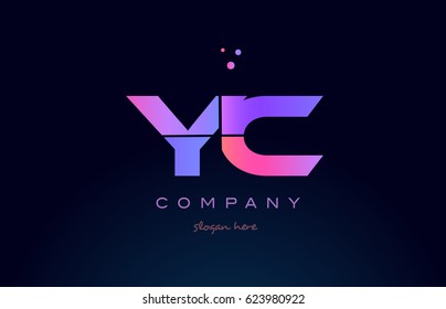yc y c creative color blue background pink purple blue magenta alphabet letter company logo vector icon design