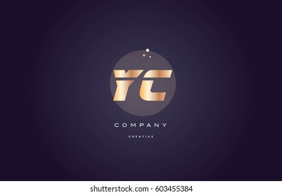 yc y c  gold yellow golden metal metallic bold luxury product modern creative gradient alphabet company logo design vector icon template