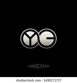 YC Y C initial letter linked circle capital monogram logo modern template silver color edition