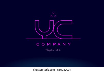 yc y c letter alphabet text pink purple dots contour line creative company logo vector icon design template