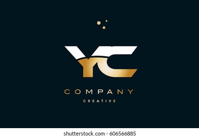 yc y c  white yellow gold golden metal metallic luxury alphabet company letter logo design vector icon template