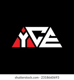Diseño del logotipo de la letra del triángulo YCE con forma de triángulo. Monograma de diseño del logotipo del triángulo YCE. Plantilla de logotipo vectorial de triángulo YCE con color rojo. Logotipo YCE triangular simple, elegante y lujoso