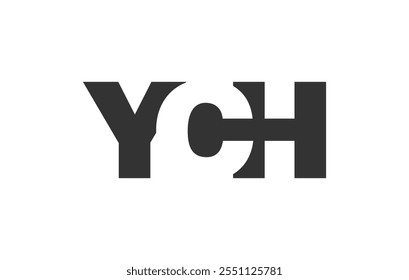 YCH bold and unique editable font logo for tech startups, consulting, corporate branding. Perfect for headlines, visual identity, cyberspace, leadership, unity, innovative ideas, powerful simplicity.