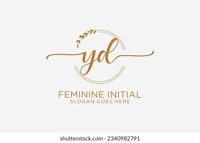 YD beauty monogram and elegant logo design handwriting logo of initial signature, wedding, fashion, floral and botanical with creative template.