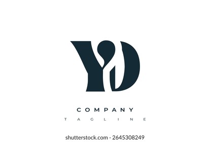 YD Creative Abstract Typography Logo Design. Elegant logo combining bold typography and creative shapes, ideal for branding and identity solutions.
