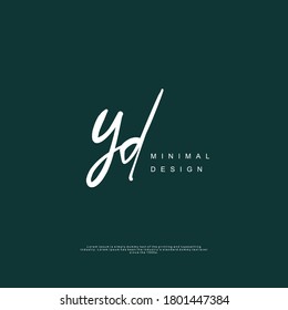 YD Initial handwriting or handwritten logo for identity. Logo with signature and hand drawn style.