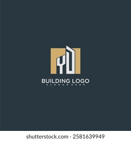 YD initial letter building logo for real estate with square design