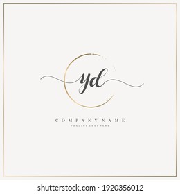 YD Letra inicial logotipo de escritura a mano modelo vector, logotipo para belleza, cosméticos, boda, moda y negocios