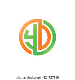 YD initial letters looping linked circle logo orange green